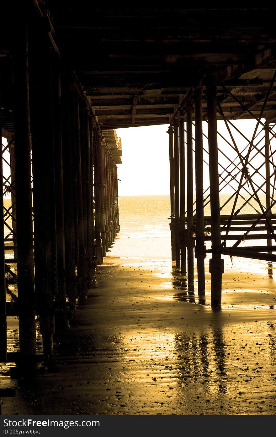 View from underneath the peir looking out to sea. View from underneath the peir looking out to sea