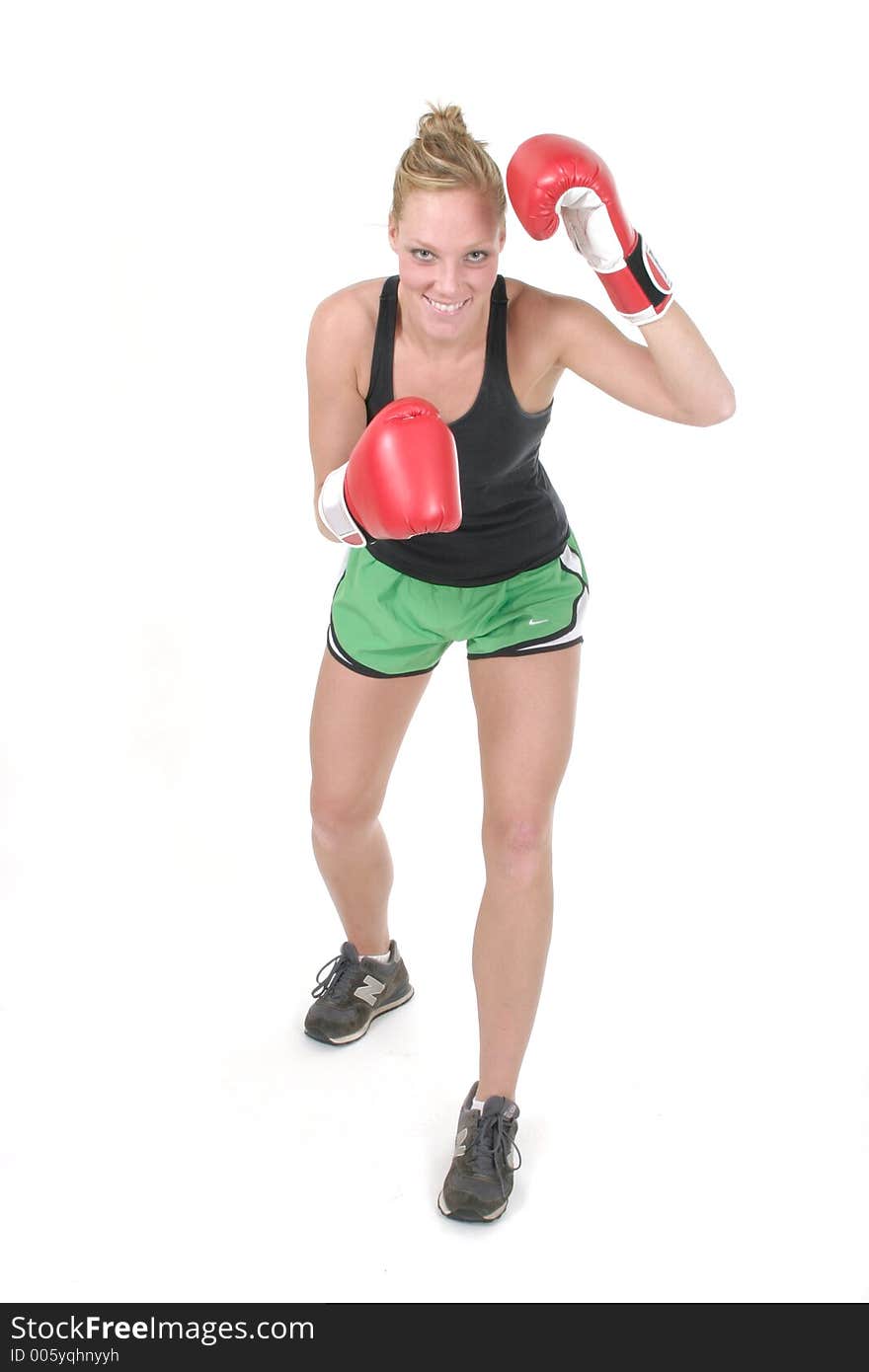 Young attractive blonde woman boxing. Young attractive blonde woman boxing.