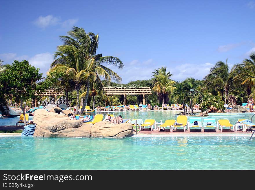 Sunny caribbean hotel swimming pool, Varadero, Cuba. Sunny caribbean hotel swimming pool, Varadero, Cuba