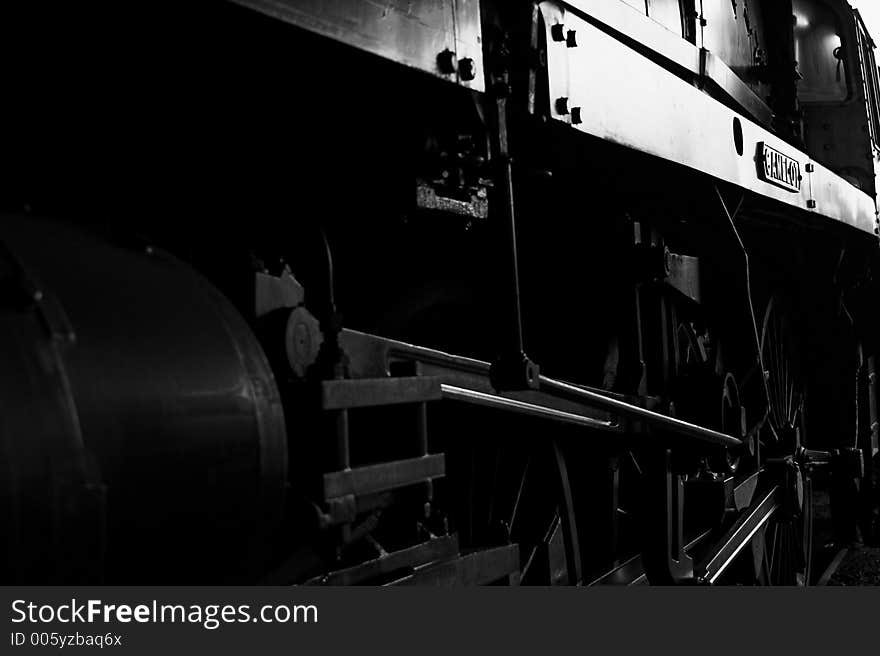 Steam engine in shed - high key