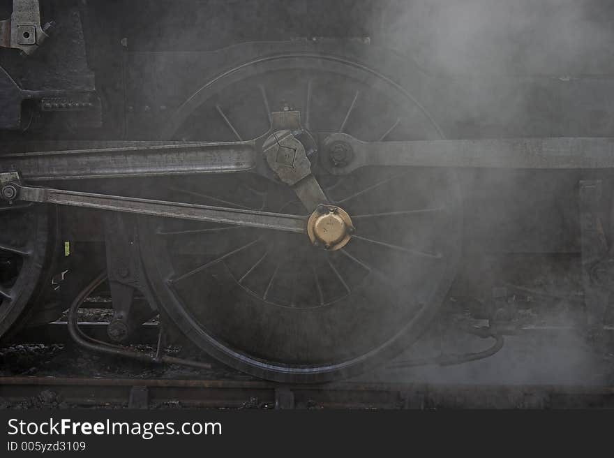 Steam engine wheels and drive gear in profile (partial)