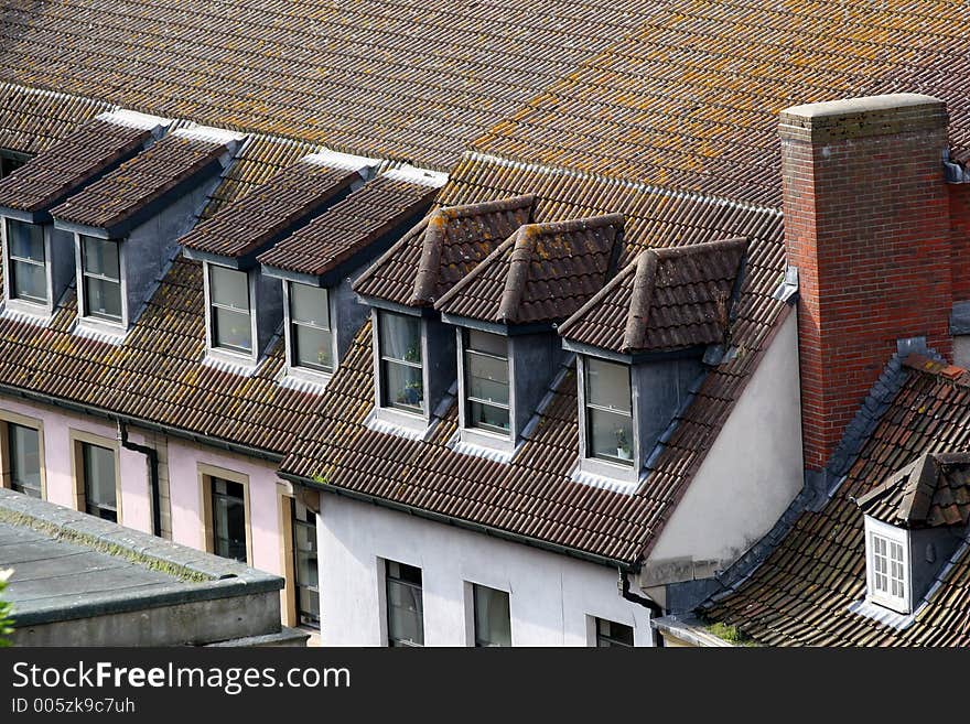 View across city roof line. View across city roof line