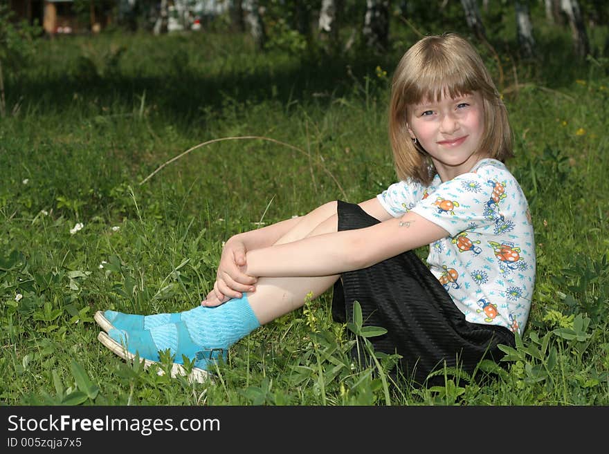 Portrait girl on glade