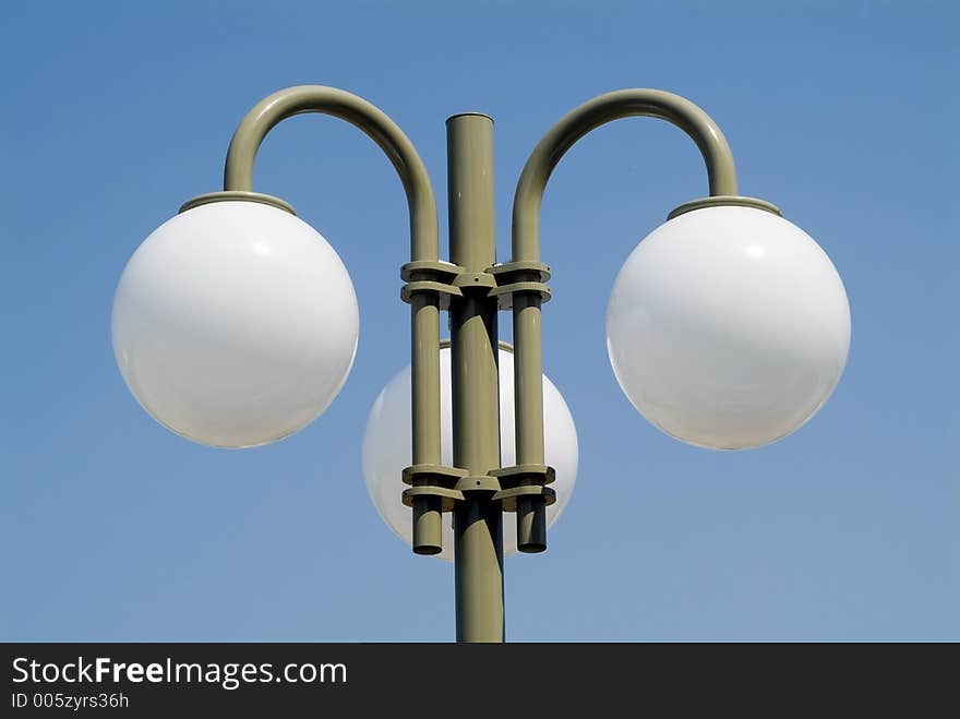 Street lamp with three bulbs