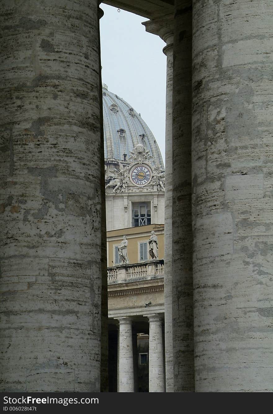 Detail of St. Peter s Cathedral seen through the colonnade