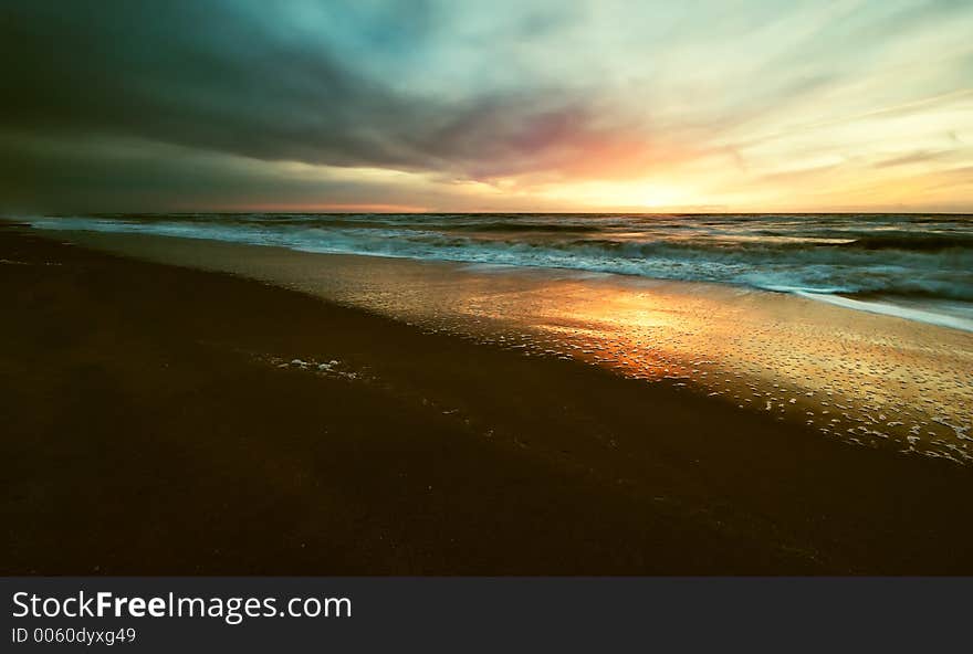 Sunset on the beach. Sunset on the beach