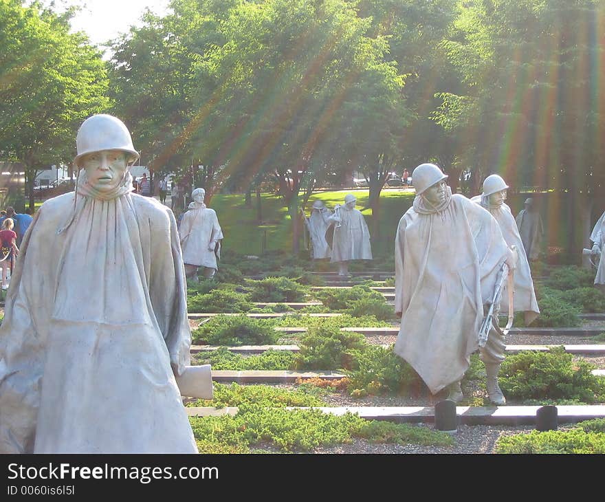 Sunlight raining down on the Korean War Memorial in Washington, D.C. Sunlight raining down on the Korean War Memorial in Washington, D.C.