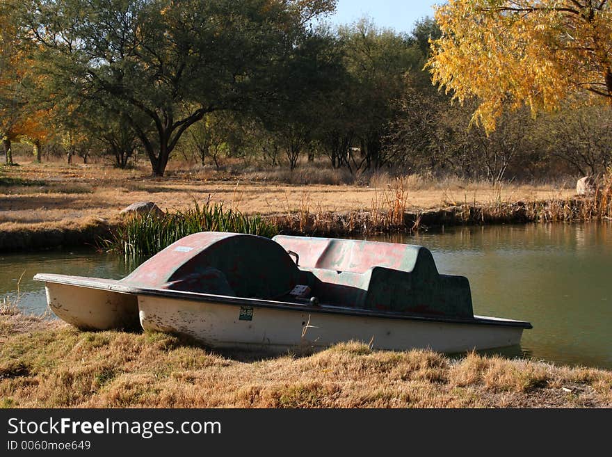 Paddle boat on a pond