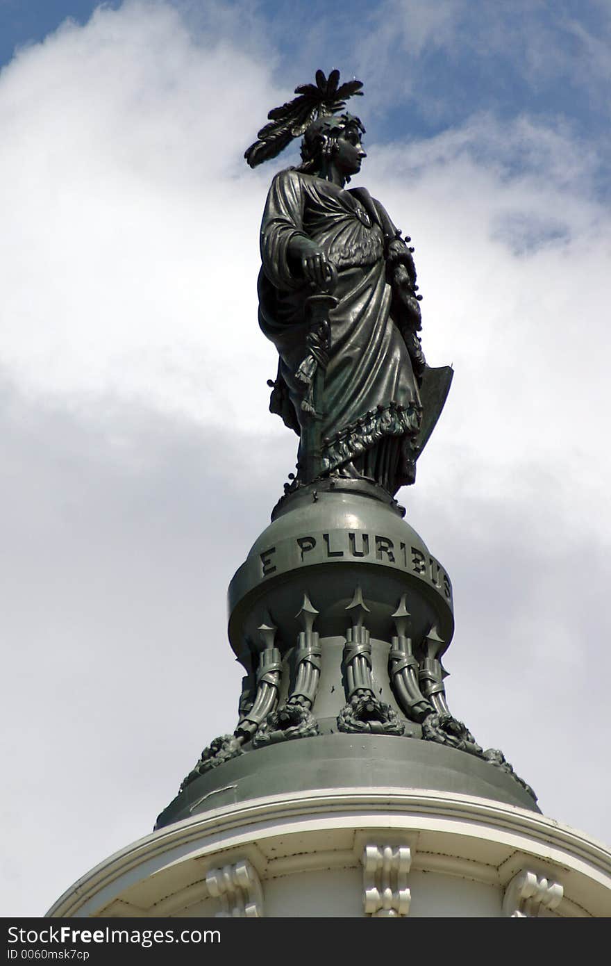 Lady Freedom Statue on top of the dome of the Capitol. Lady Freedom Statue on top of the dome of the Capitol.