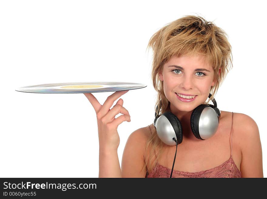 Girl holding a vinyl record