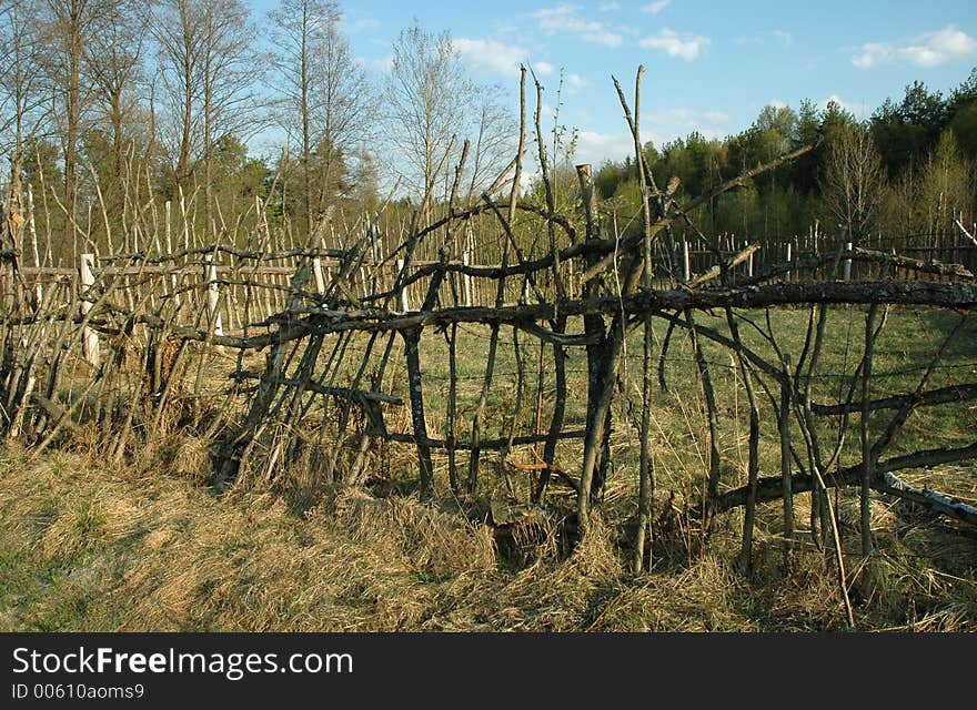 Wattled wood fence