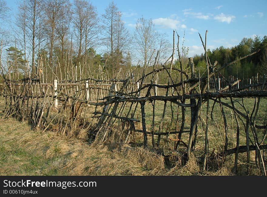 Wattled wood fence