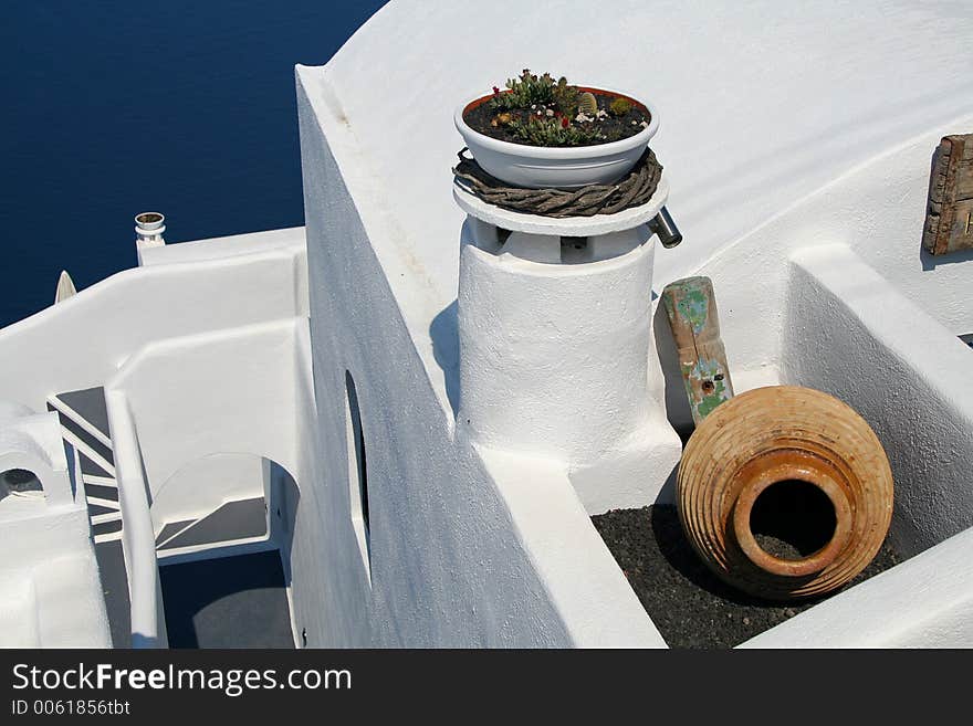 A white building at Santorini Island, Greece