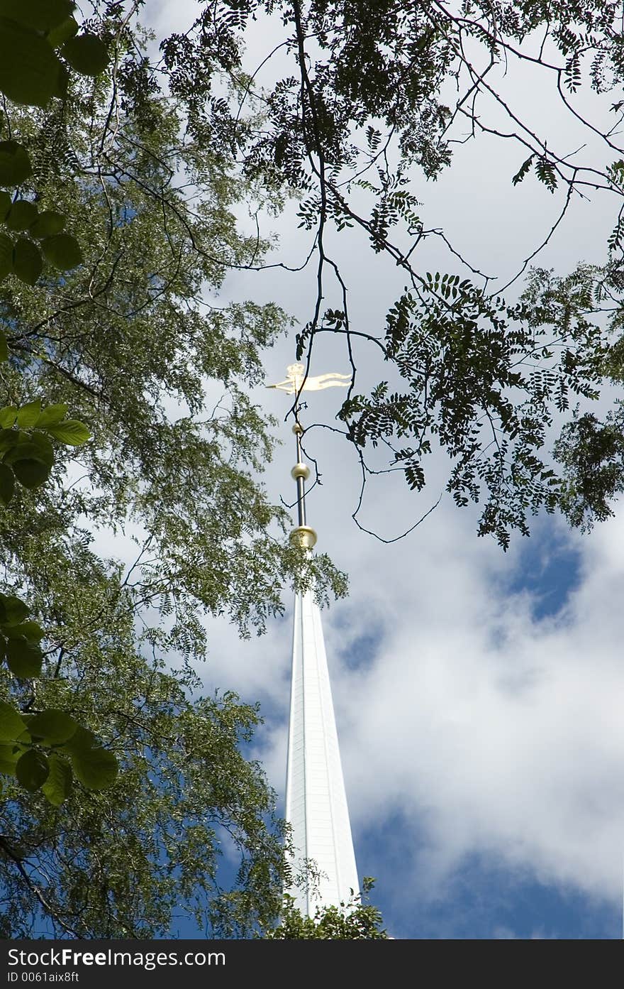 Steeple and clouds