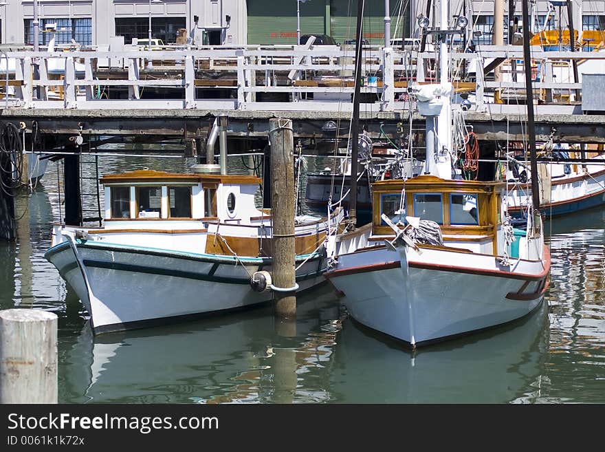 2 yachts on Fisherman Warf Marina in San Francisco. 2 yachts on Fisherman Warf Marina in San Francisco