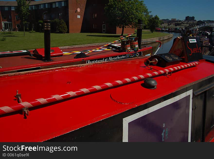 Red canal boat