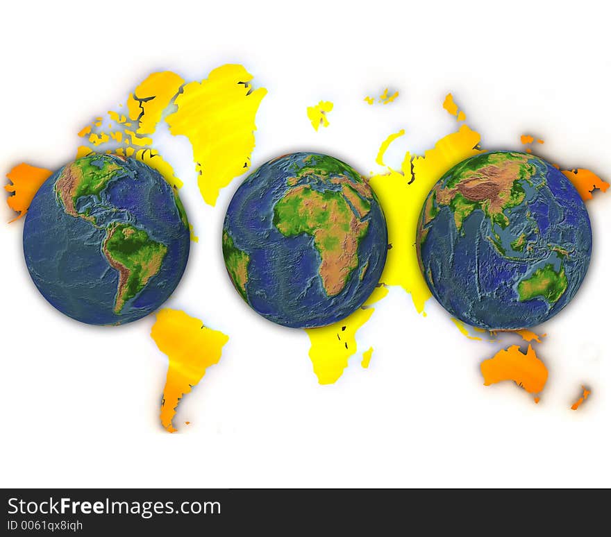 Image of 3 globes with different continents016. Image of 3 globes with different continents016