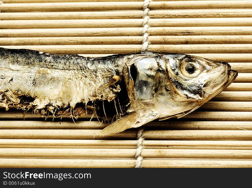 Closeup of dried fish