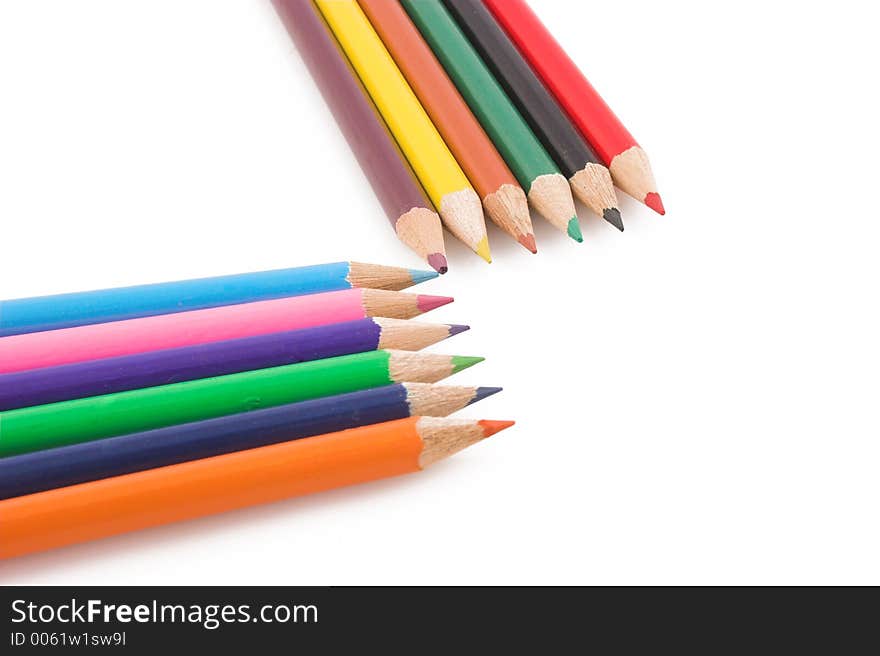 Color pencils in a row