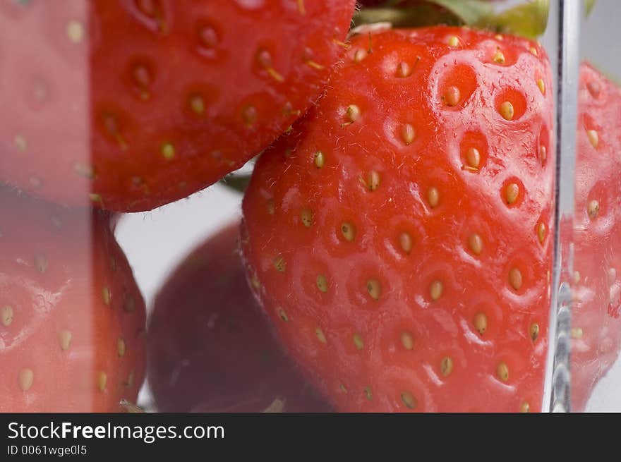 Close up of strawberries in a glass. Close up of strawberries in a glass