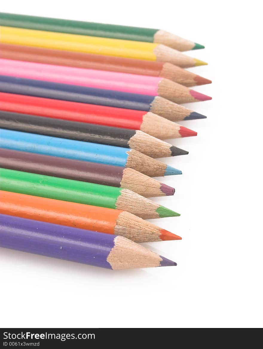 Pencils in color in a row. Pencils in color in a row