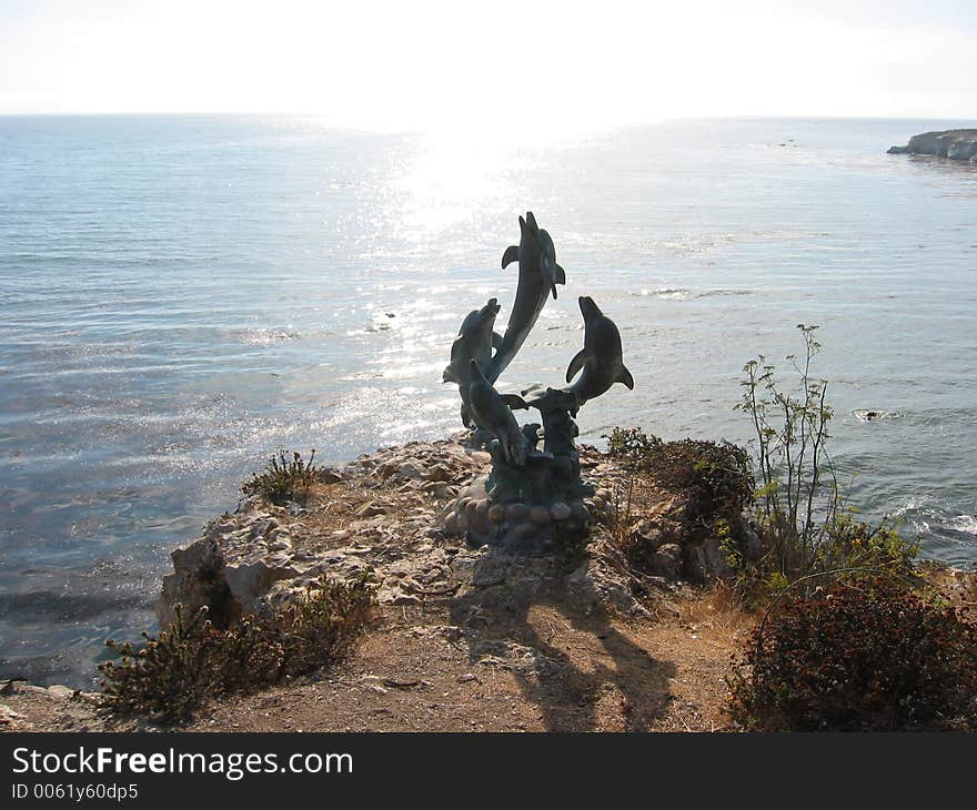 Dolphin Statue by the Sea