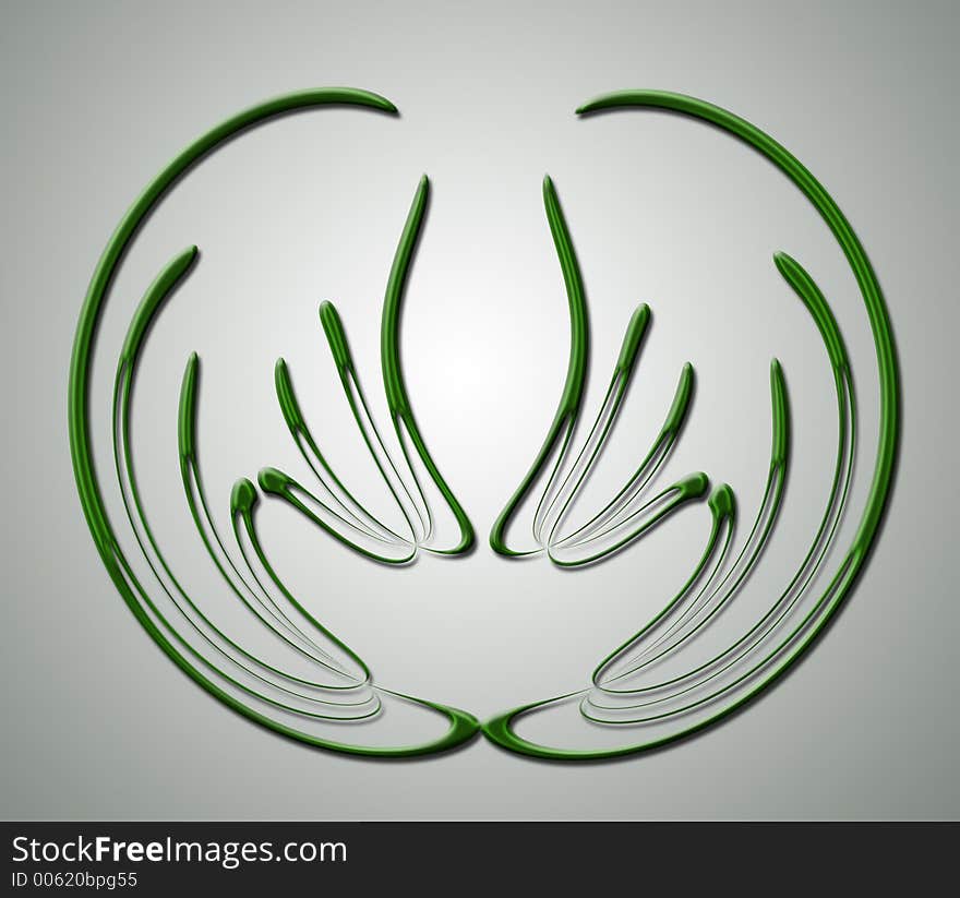 3d green abstract on gray background