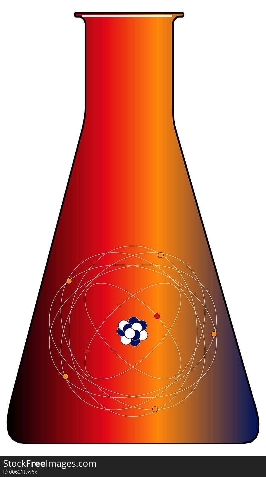 Atomic molecules in a chemical test tube symbolizing nuclear energy. Atomic molecules in a chemical test tube symbolizing nuclear energy