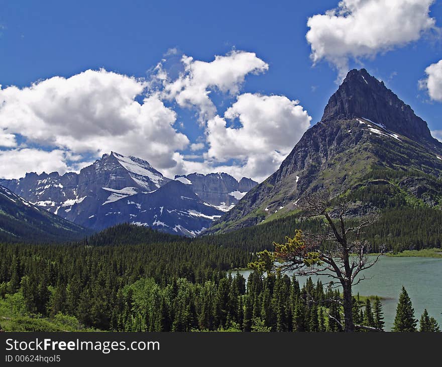 Swiftcurrent Lake and Mountains