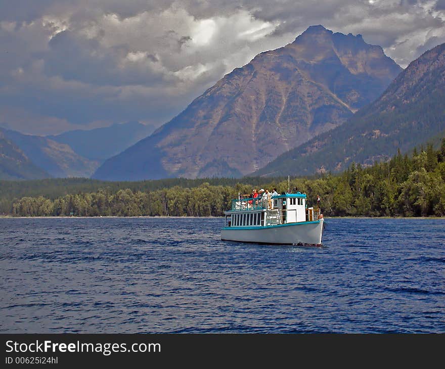 Cruising on Lake with Storm Clouds