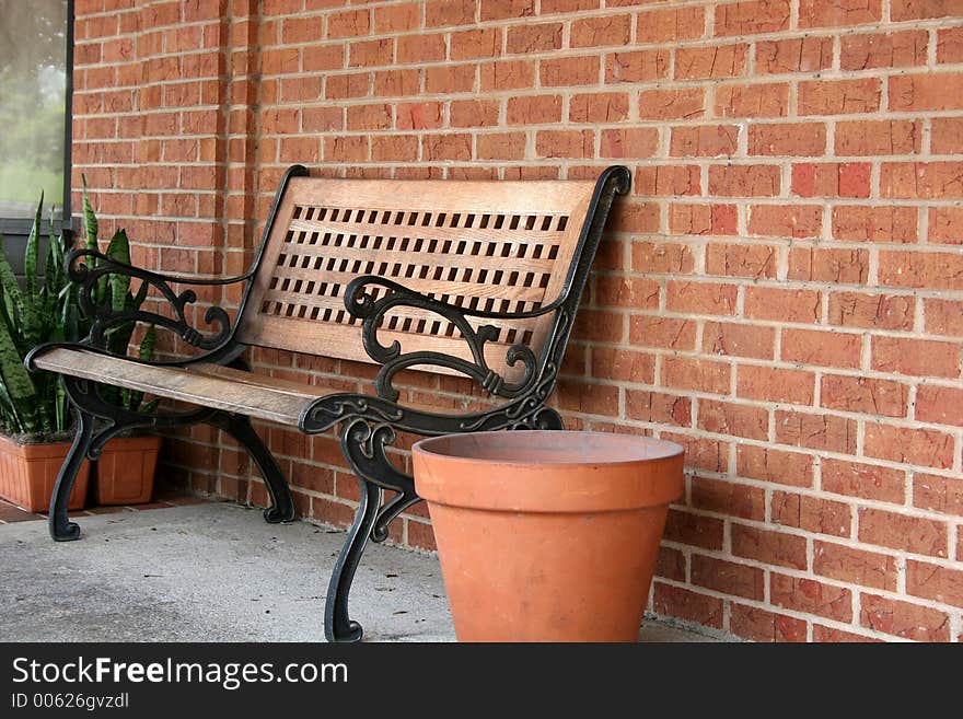 Park Bench on street. Park Bench on street