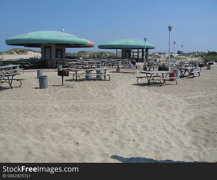 Beach picnic tables