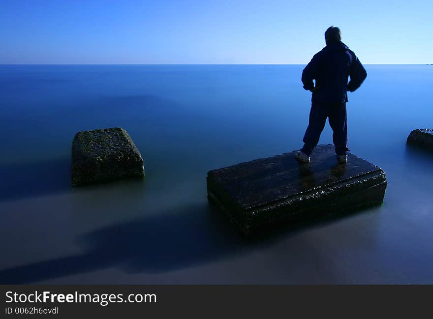 On sea in night