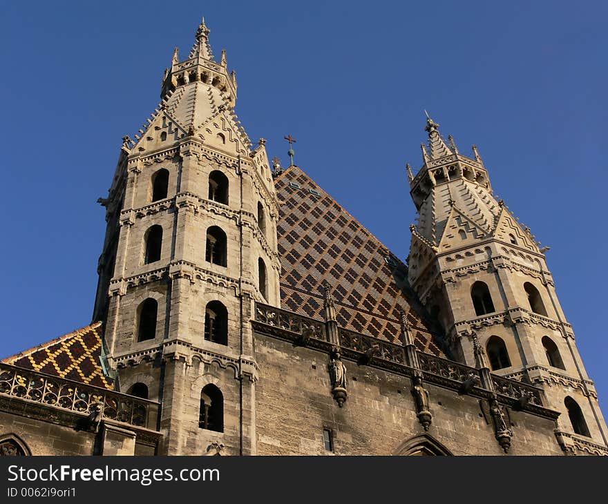 Front towers of St.Stephan´s cathedral in Vienna. Front towers of St.Stephan´s cathedral in Vienna