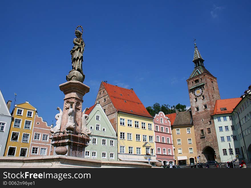 Landsberg man square with colourful houses. Landsberg man square with colourful houses