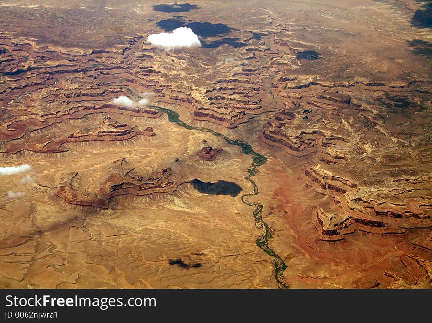 Canyon river landscape, aerial view