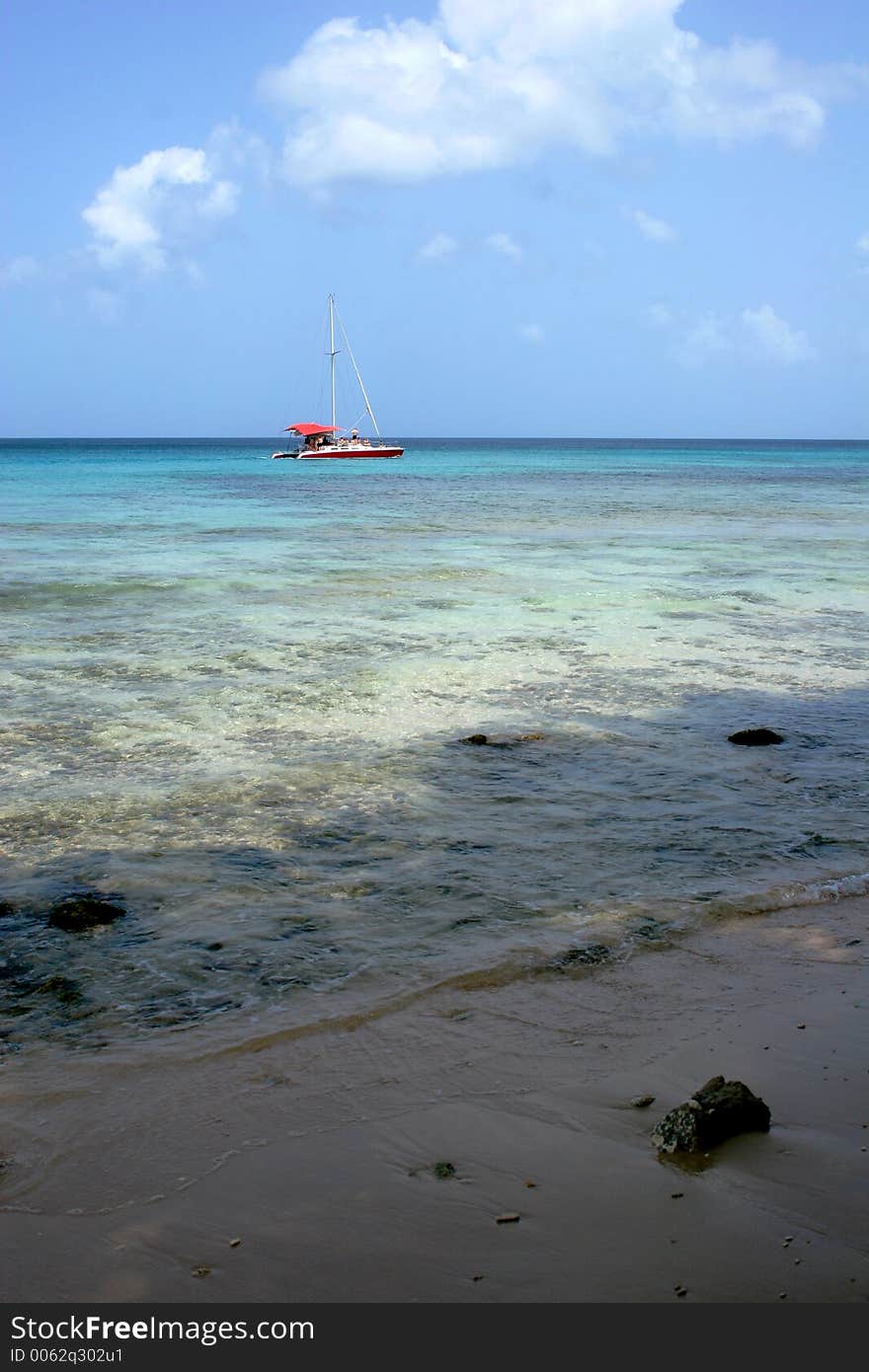 Catamaran cruise on a tropical island. Catamaran cruise on a tropical island.