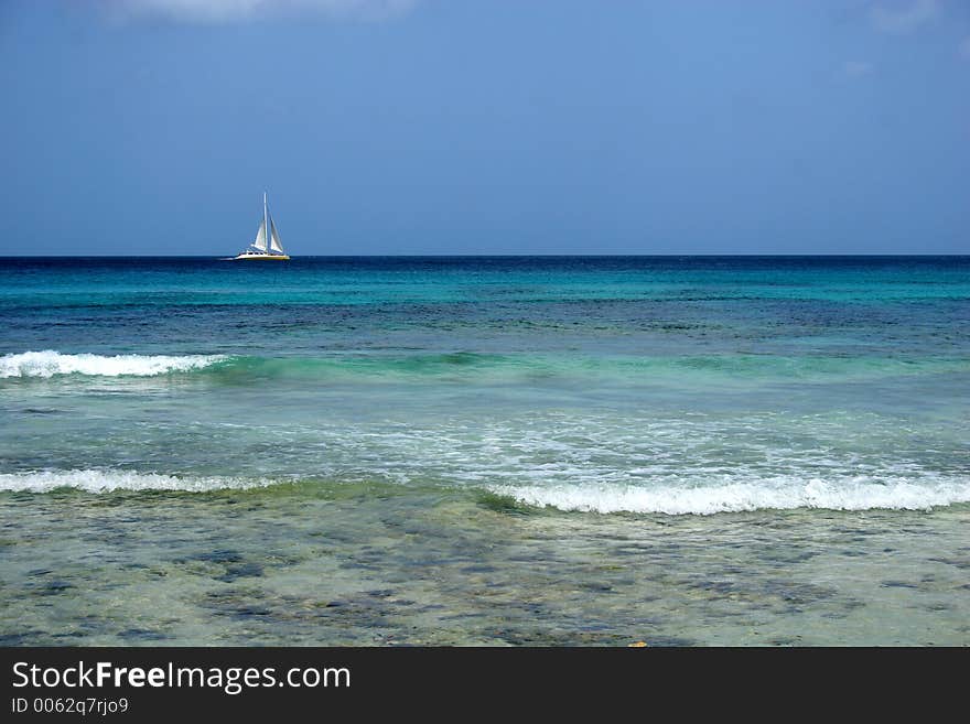 Catamaran cruise on a tropical island. Catamaran cruise on a tropical island.