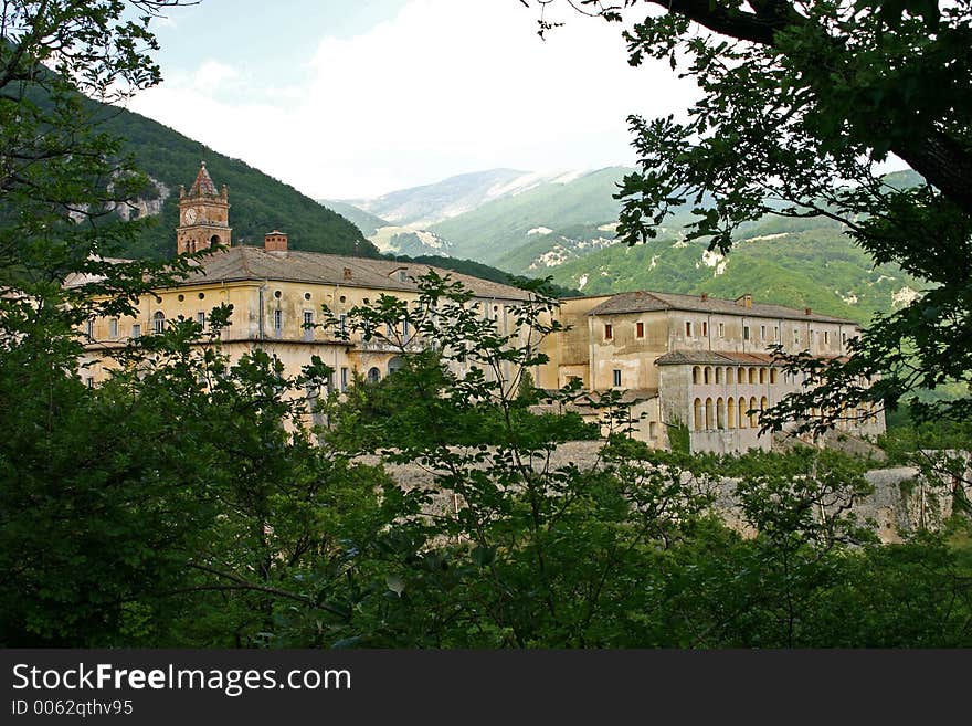 Monestary perched in the mountains. Monestary perched in the mountains