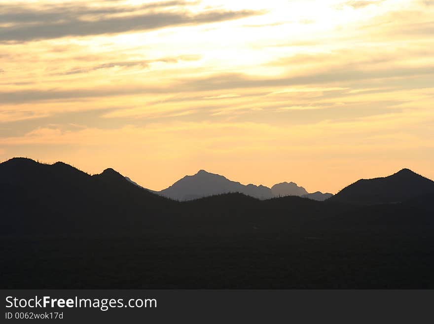 Mountains before the sunset in the desert.