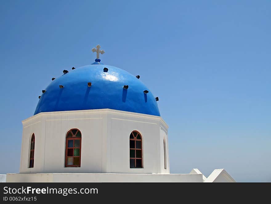 Blue dome church at Santorini Island, Greece. Blue dome church at Santorini Island, Greece