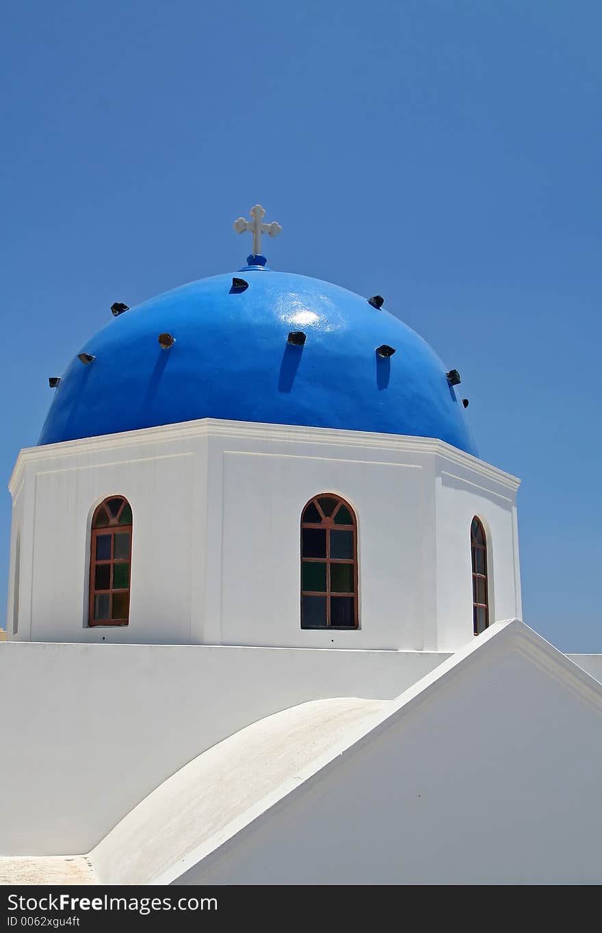 Blue dome church at Santorini Island, Greece. Blue dome church at Santorini Island, Greece