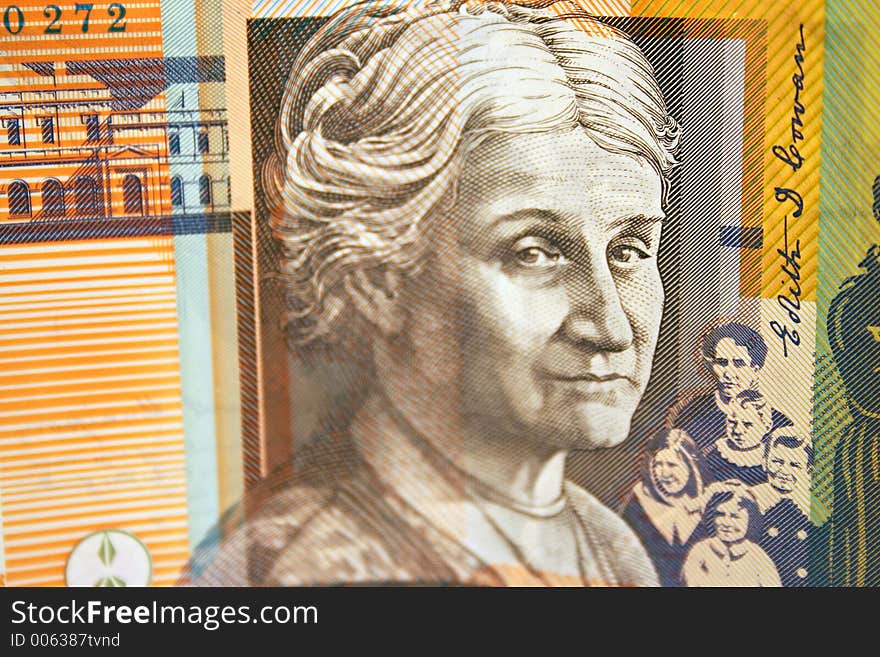 Detail Australian $50 note. Detail Australian $50 note