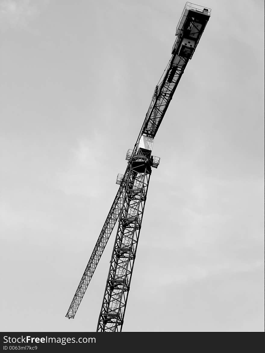 Construction Crane high above in black and white (B&W). Construction Crane high above in black and white (B&W)