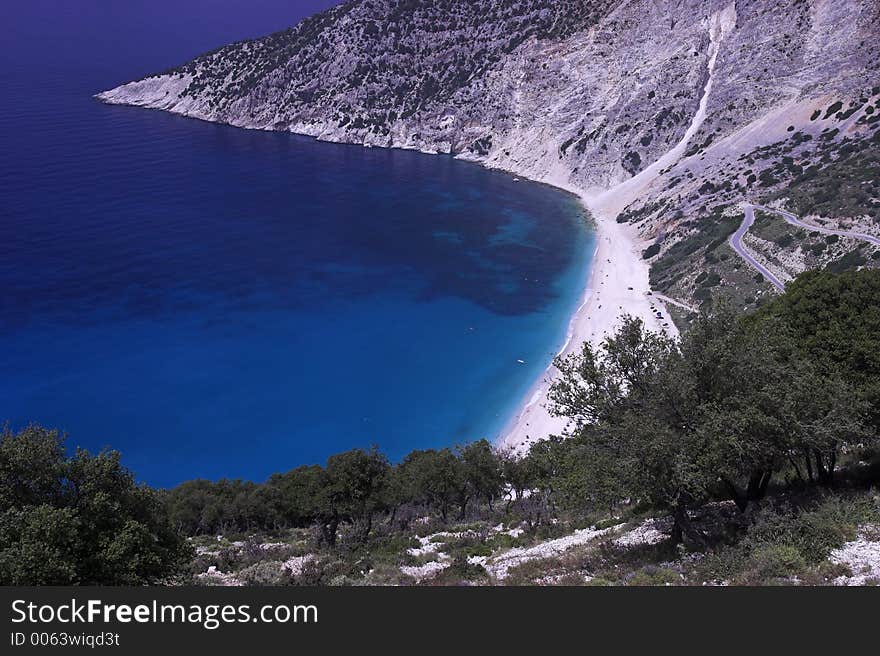 The beach at the Greek Isle of Keffalonia where the movie of Captain Corelli's Mandolin was recorded. The beach at the Greek Isle of Keffalonia where the movie of Captain Corelli's Mandolin was recorded.