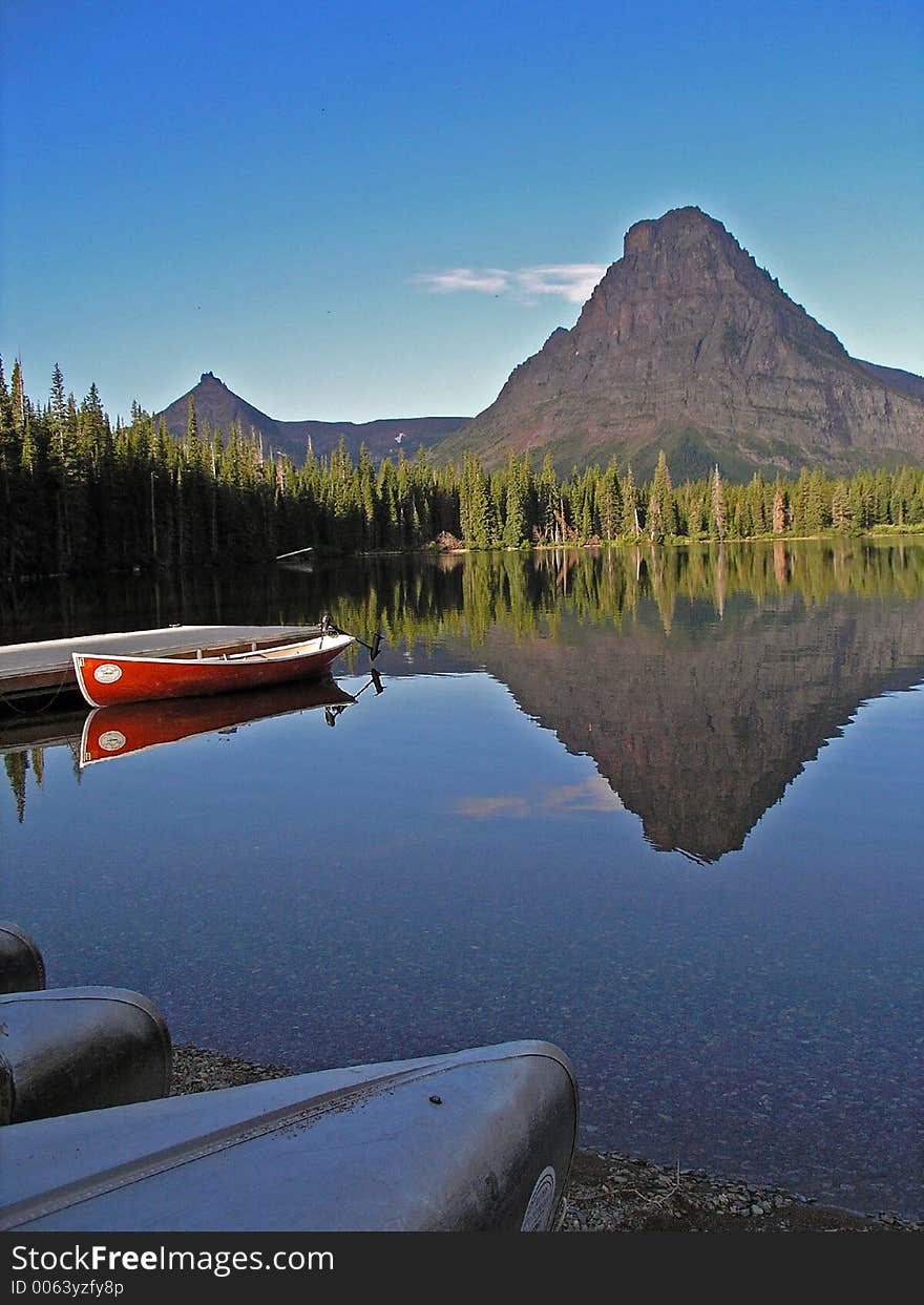 Canoe And Mt Sinopah Reflection