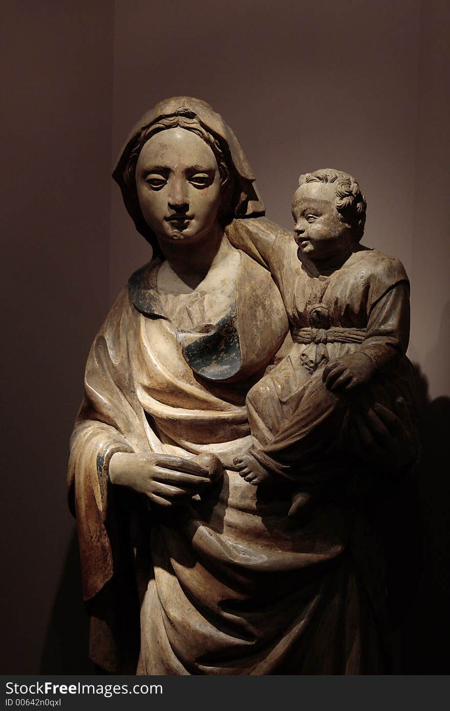 Detail of a statue of Madonna and Infant