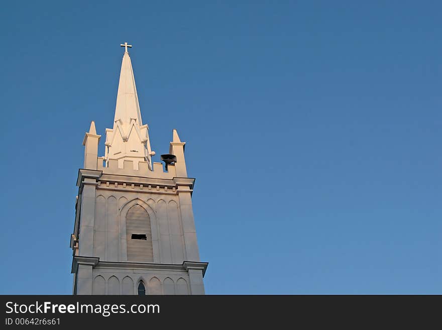 Broach spire and sky background