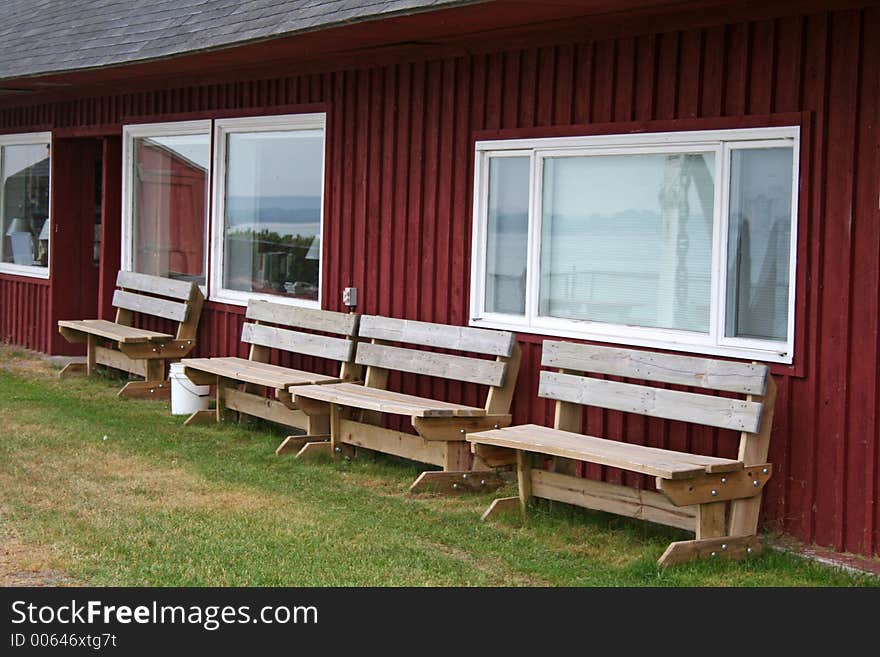 Benches On Lake Shore