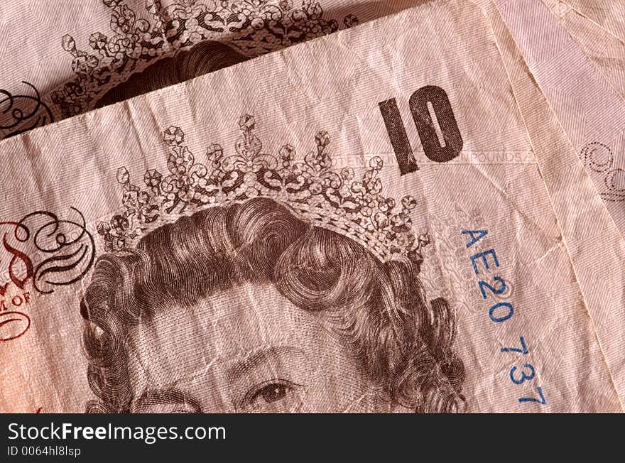 Ten pound banknotes